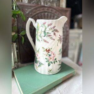 Caledonia Pottery Pitcher Staffordshire England Botannical Floral Flowers